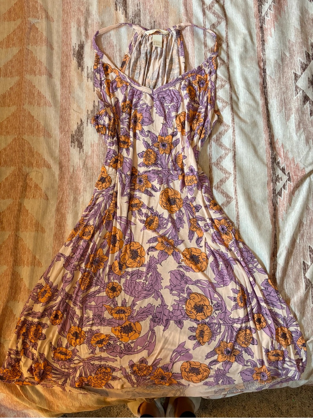 H&M Lavender and Mustard Floral Midi Slip Dress